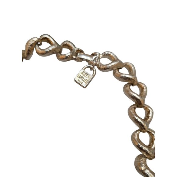 Vintage 80s Rare Alexis Lahellec Paris NOS Matte Silver Metal Heart Necklace - Picture 7 of 10